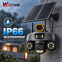 Caméra solaire Wistino 16MP 3PTZ 6 moteurs, vision nocturne couleur, 4 objectifs, 4 écrans, double panneau solaire, AOV, audio bidirectionnel, 18X, 4G