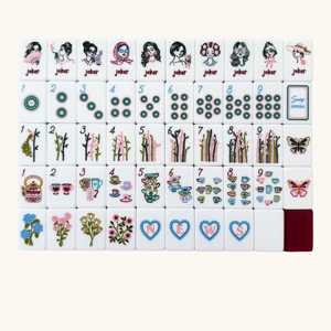 Jeu de Mahjong Américain 3 Niveaux en Acrylique Blanc, Motif Floral Rose Cœur, 160 Tuiles, Design Personnalisé, Style Rétro Soap Opera pour Femmes - Product Image 2