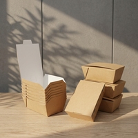 Boîte à emporter carrée en papier jetable avec logo personnalisé, bol en papier kraft micro-ondable pour pâtes, salades, aliments, boîte à lunch étanche de qualité alimentaire