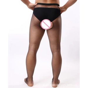 Collants résille noirs pour hommes, taille mi-haute, en Spandex et Nylon, style sexy, sous-vêtements, Printemps 2024 - Product Image 2