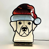 Décoration de Noël pour chien mignon et lumineux, effet 3D, veilleuse de Noël, lampe de table à miroir multicouche