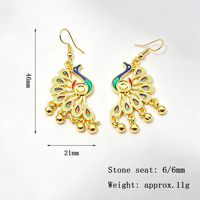 Imitation Gold New Chinese Ethnic Style Peacock Phoenix Long Tassel Dangle Earrings for Women Fashion Jewelry