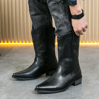 Bottes de cowboy rétro brodées à la main pour hommes, bottes à bout pointu, couture à la main, bottes western pour hommes pour l'extérieur