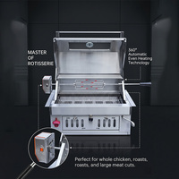 Grande taille 143CM, barbecue au charbon de bois moderne en acier inoxydable 304, robuste, avec chariot pour la cuisson en extérieur dans la cour