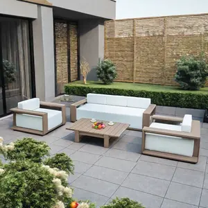 Furnitur eksterior rumah Set perabotan Sofa taman jati teras unik rangkaian santai kayu Modern mebel