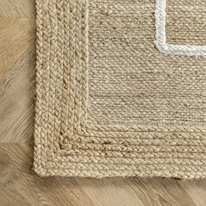Alfombra Cuadrada de Yute Tejida de Lujo de Mediados de Siglo, Antideslizante, Acolchada, Resistente a las Manchas, Ecológica, Hecha a Mano, Impermeable - Product Image 1