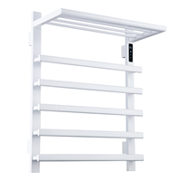 Moderno Toallero Eléctrico Blanco Mate con Estante para Toallas, Impermeable para Baño, de Acero Inoxidable 304, Calentador de Toallas