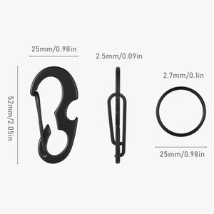 Mousqueton multifonctionnel EDC en acier inoxydable avec décapsuleur intégré pour camping et activités de plein air - Product Image 3
