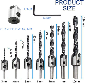 <strong>Countersink</strong> <strong>Drill</strong> Bit Round Shank <strong>Countersink</strong> Bit Wood Hole Wood <strong>Countersink</strong> <strong>Drill</strong> Bit - Product Image 3