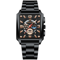 Montre carrée en quartz étanche de luxe pour homme, date, sport, cadran ajouré
