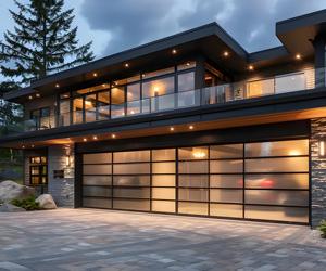 Maison de luxe <span class=keywords><strong>Porte</strong></span> de <span class=keywords><strong>garage</strong></span> électrique moderne noire en verre sans cadre <span class=keywords><strong>Porte</strong></span> de <span class=keywords><strong>garage</strong></span> en alliage d'aluminium avec moteur - Product Image 5