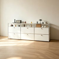 Armoire de salon modulaire en acier inoxydable avec grande capacité de rangement et assemblage KD pour appartement, hôtel et villa