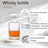 XIPAN Transparent 750ml Verre Whisky Carafe Moderne Carré Whisky Verrerie Verres pour Restaurant Bar Cadeau