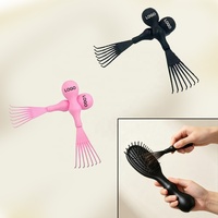 Peigne de massage portable en plastique noir et rose, brosse nettoyante pour cheveux, dissolvant de poils, avec logo personnalisé