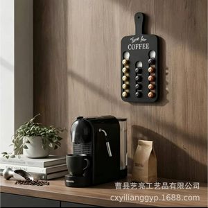 Estante de almacenamiento de cápsulas de café de madera para montar en la pared, de madera maciza, de 5 niveles, tipo gancho, organizador de cocina para cápsulas de café - Product Image 3