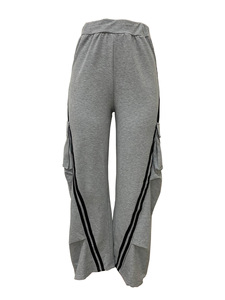 <strong>Women's</strong> Casual Street Elastic Waistband <strong>Pull</strong>-<strong>On</strong> Stripe Loose Straight Leg Pants Sehe Fashion - Product Image 4