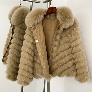 <span class=keywords><strong>Cappotto</strong></span> in <span class=keywords><strong>pelliccia</strong></span> <span class=keywords><strong>foderato</strong></span> di volpe a doppio lato alla moda stile corto - Product Image 4