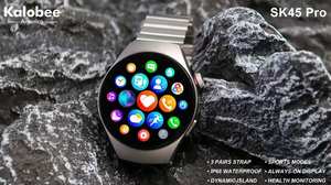 Montre connectée SK45 Pro New Watch 5 pour hommes et femmes, haute qualité, 3 bracelets, écran AMOLED 1,53 pouces, étanche IP68, appels Bluetooth, Kalobee - Product Image 3