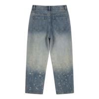 Anjie – Jeans cloutés pour femme, déchirés, micro-perforés, délavage clair, coupe droite, style rock, personnalisables avec logo OEM/ODM, marque privée, vente en gros