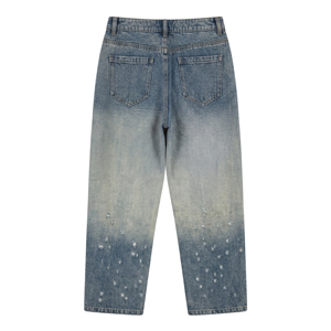 Anjie – Jeans cloutés pour femme, déchirés, micro-perforés, délavage clair, coupe droite, style rock, personnalisables avec logo OEM/ODM, marque privée, vente en gros - Product Image 3
