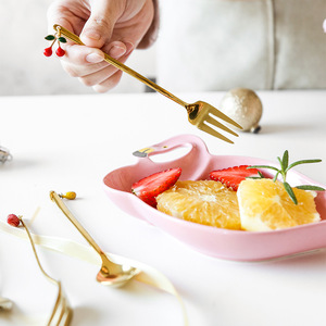 Ensemble de couverts de luxe léger en acier inoxydable 304, comprenant cuillère à fruits et fourchette à dessert mignonnes, et cuillère à café, pour la maison, idéal comme cadeau - Product Image 4