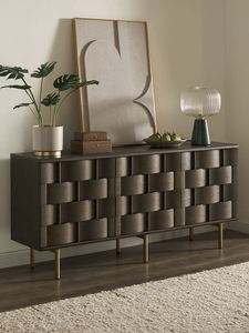 Meuble TV Rétro Nordique Style Wabi-Sabi en <span class=keywords><strong>Bois</strong></span> Massif, Meuble <span class=keywords><strong>d</strong></span>'Entrée Créatif Tressé, Armoire de Rangement au Design Artistique - Product Image 5