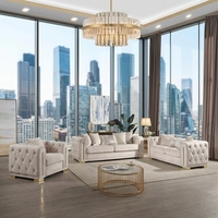 Vente flash - Canapé de salon moderne de luxe en velours capitonné avec pieds en acier inoxydable