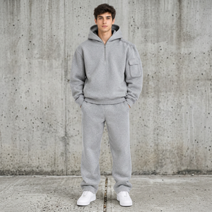 Ensemble de jogging décontracté pour homme, coupe régulière, manches longues, couleur unie, en nylon/spandex/polyester, avec poches latérales, idéal pour l'automne - Product Image 1