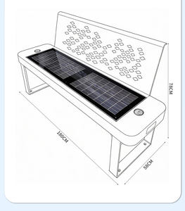 Banc solaire intelligent en acier avec panneau de charge pour téléphone portable, mobilier urbain, banc solaire avec charge sans fil - Product Image 6