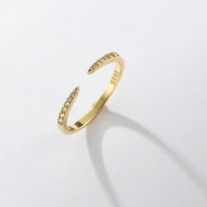 925 Silver & Gold Plated Zircon Diamond Band <b>Cheap</b> Pave Setting Open <b>Rings</b> - Product Image 1