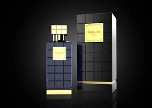 Botella de perfume de vidrio, frasco de perfume de diseño personalizado con caja, 30ml, 50ml, 75ml, 100ml