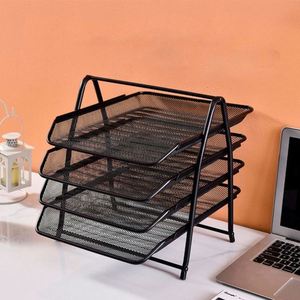 Organisateur de bureau à 4 niveaux en métal, porte-documents en maille, classeur de magazines, support de documents pour le bureau, la maison et l'école - Product Image 4