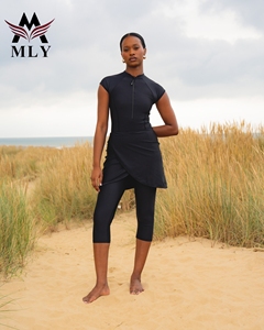 MLY Muslim costume da bagno stampato a maniche lunghe costume da bagno donna donna mare due pezzi costume da bagno burkini - Product Image 3