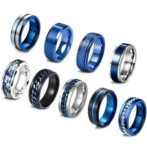 Chaîne cubaine en acier inoxydable personnalisée pour hommes anneau rotatif bouteille ouverte bière bijoux de mode bague de doigt anxiété anneau de filature