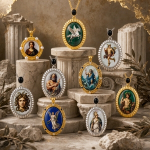 TIMEMUSE Colgante con Imagen Personalizada de Zeus, <span class=keywords><strong>Hera</strong></span>, Poseidón, Hades, Atenea, Apolo y la Diosa de la Victoria, con Temática de Mitología <span class=keywords><strong>Griega</strong></span> y Medusa - Product Image 1