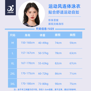 ชุดว่ายน้ำวันพีซสำหรับผู้หญิงเจียหูสีดำสีเทาคอกลมแขนสั้นชุดว่ายน้ำซิปด้านหน้าสำหรับว่ายน้ำและกีฬาทางน้ำ - Product Image 3