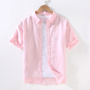<span class=keywords><strong>Camicie</strong></span> Casual 100% Lino Bianche con Bottoni a Maniche Corte Vestibilità Regolare per Uomo <span class=keywords><strong>Camicie</strong></span> con Etichetta Privata - Product Image 6