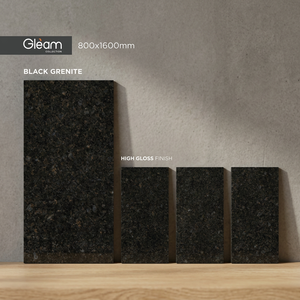 Azulejos de Porcelana Brillante Antiguos Dallas Black de 800x1600mm con Efecto Granito Oscuro para Interiores de Lujo - Product Image 4