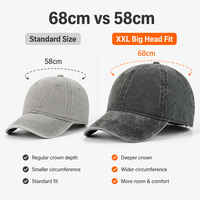 Casquette de baseball YKZG de luxe gris foncé 100 % coton, coupe oversize pour grandes têtes (68 cm), calotte profonde, fermeture à boucle argentée – Vente en gros