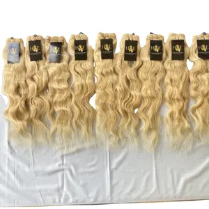 Großhandels preis Echtes Menschenhaar Top Qualität Blondes Haar Rohes indisches Tempel blond 60 Haar verkäufer