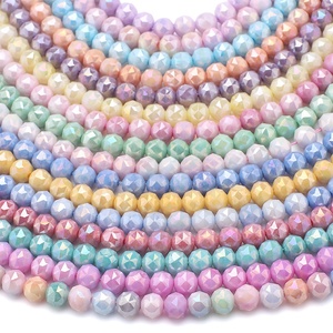 Cuentas Redondas de Vidrio de Porcelana Teñidas con Agua de 8mm, Accesorios para Pulseras DIY, Coloridas, Estilo Helado Mocha Pujiang - Product Image 3