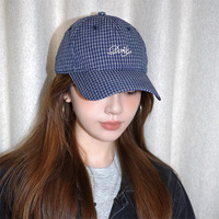 Op maat gemaakte logo geruite polyester baseballcap, ongestructureerd, zacht bovenwerk, geborduurd, 6 panelen, preppy stijl, casual dagelijkse petten, groothandel bulk