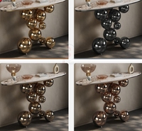 Table console créative haut de gamme en marbre, table d'appoint de luxe légère pour entrée d'hôtel, en acier inoxydable sphérique pour salon