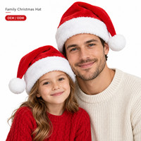 Vente en gros de chapeaux de Noël personnalisés avec logo rouge et blanc, chapeau de fête de Noël, en stock