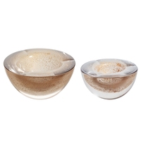 Bol en verre soufflé à la main, hémisphérique, moderne, or champagne, scintillant, pour la décoration d'hôtels et de villas
