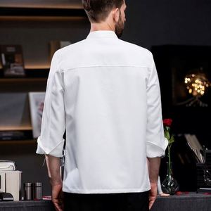Uniforme de cuisine, veste de chef blanche et rouge résistante à l'huile avec nom sur le col, fournisseur d'uniformes pour restaurant chinois - Product Image 4