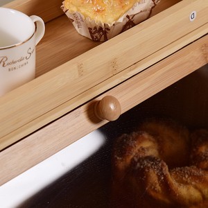 Caja de Pan de Bambú de Doble Capa con Tapa Abatible, Almacenamiento de Cocina, Color Madera Natural - Product Image 4
