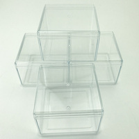 Boîte rectangulaire jetable en plastique PS transparente de qualité alimentaire, épaisseur 1 mm, 9,5x9,5x6,5 cm, avec couvercle, revêtement UV, option logo personnalisé, mariage