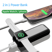 Für Fabrik-Großhandel 5200mAh 2-in-1 Schnellladegerät Tragbare Powerbank Kabellos USB für Watch 1-8 Magnetisch