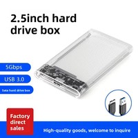 Kotak Hard Disk Mobile USB3.0 2,5 inci dengan Casing Plastik ABS dan Kabel Data untuk Drive Mekanik Notebook